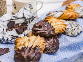 Fresh, fragrant homemade pastries. Close-up, side view. Tasty and healthy eating concept