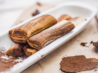 Fresh, fragrant homemade pastries. Close-up, side view. Tasty and healthy eating concept
