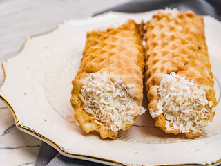 Fresh, fragrant homemade pastries. Close-up, side view. Tasty and healthy eating concept