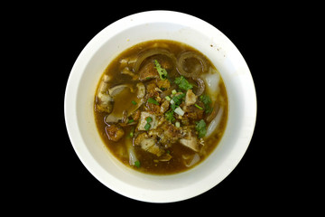 A delicious paste of rice flour or boiled Chinese pasta square , Thai food