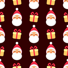 Happy Santa face with gift pattern