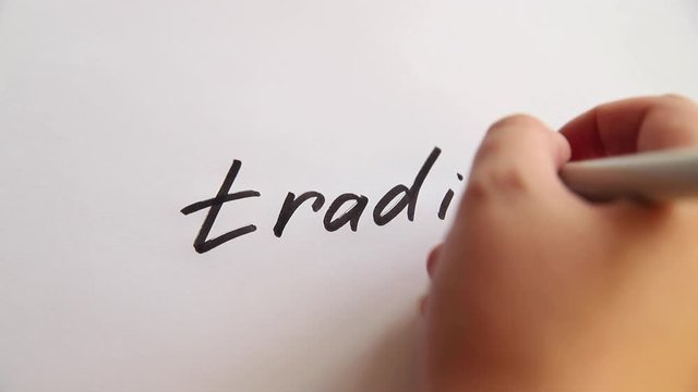 Hand writing Trading on white paper
