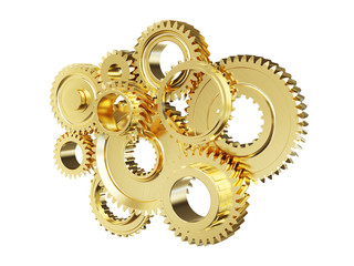 Engine gear wheels, isolated on a white background. Clipping path included. 