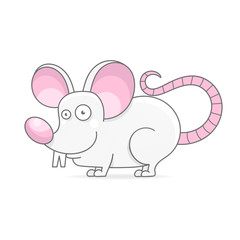 White Mouse - Illustration Isolated on White Background