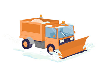 funny cartoon illustration of an isolated snow plow