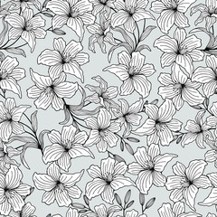 Lily flowers and leaves seamless pattern. eps10 vector illustration.