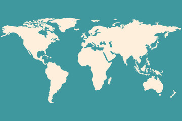 world blank map cream colour, Isolated on green background.