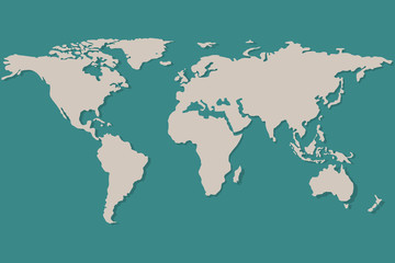 world blank map cream colour, Isolated on green background.