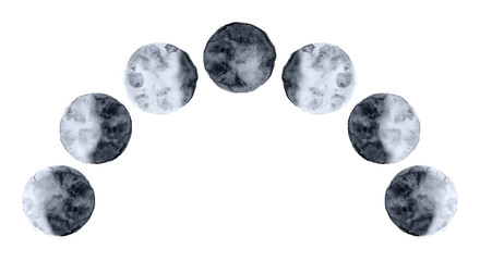 Watercolor lunar eclipse isolated on white background modern space design