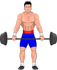 Fototapeta na wymiar Weightlifting. Athlete with big barbell