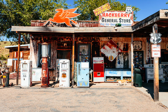 HACKBERRY, ARIZONA. 28th August, 2017: famous hackberry general store at the edge of the route 66 road