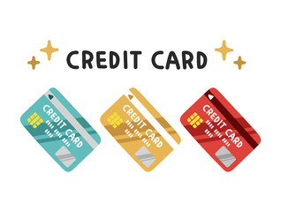 Credit Card /  handwriting vector / red, gold, blue