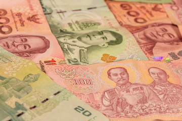 Thai baht. THB banknotes. Thailand, TH