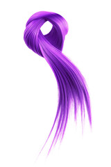 Purple hair tied in knot on white background, isolated