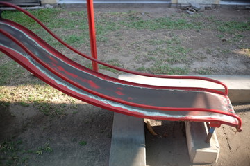 Slides are made of steel plates that have rusted parts