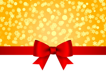 Christmas invitation card and menu with bow.