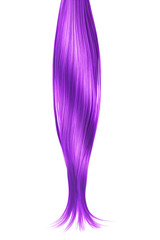 Purple shiny hair on white background, isolated. Long ponytail