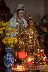 Yogyakarta, Indonesia, Dec 17, 2011. A statue of the gods and goddesses on a Buddhist altar is placed for worship purposes.
