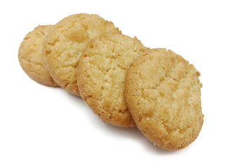Danish style butter cookies biscuit isolated on white background.