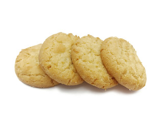 Danish style butter cookies biscuit isolated on white background.