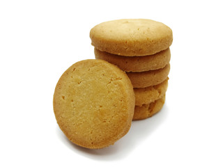 Danish style butter cookies biscuit isolated on white background.