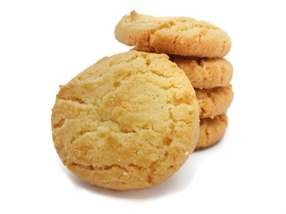Danish style butter cookies biscuit isolated on white background.