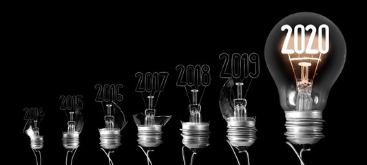 Light Bulbs with New Year 2020