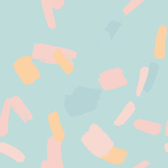 Pink brush strokes on turquoise abstract modern seamless pattern natural color background.
