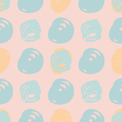 Turquoise on pastel cream abstract modern trendy seamless pattern.