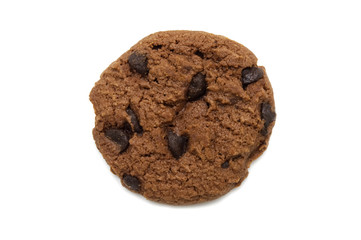 Biscuit with chocolate chip flavored. A stack of crunchy delicious sweet meal and useful cookie. Isolated on white background.