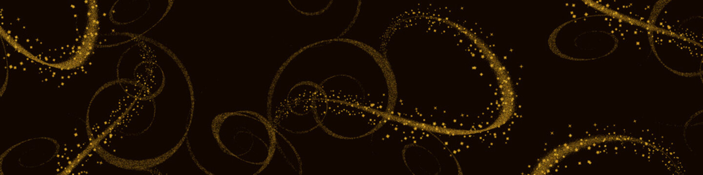 Golden Flourish And Stars On Dark Background Web Banner