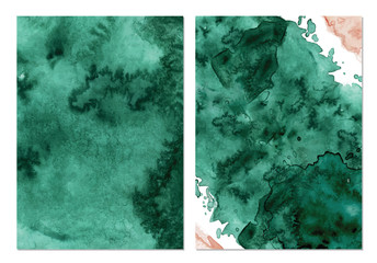 Watercolor green and pink background Hand drawn texture ombre © EvgeniiasArt