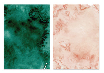 Watercolor green and pink background Hand drawn texture ombre