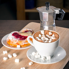 a Cup of coffee in the bakery with desserts
