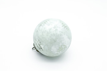 Fototapeta na wymiar christmas ball tree decoration silver isolated on white background