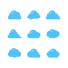 Set glyph blue icons of cloud