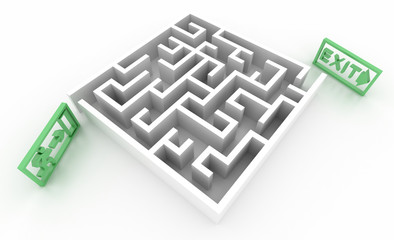 Maze concept, choices and challenge theme; original 3d rendering illustration