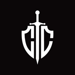 CC logo with shield shape and sword
