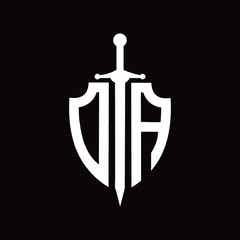 DA logo with shield shape and sword