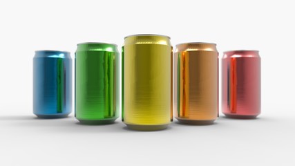 3d rendering of an aluminium soda can isolated in studio background