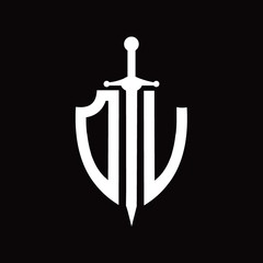 DV logo with shield shape and sword