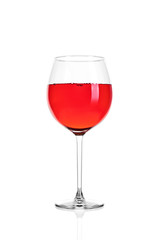 Full glass of rose wine isolated on white background.