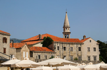 View of the old town Budva, one of medieval cities on Adriatic sea, Montenegro
