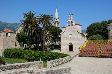Church of the Holy Trinity of the old town Budva, one of medieval cities on Adriatic sea, Montenegro