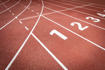 Close-up clean and refreshing red simple rubber runway without people
