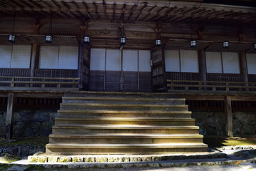 Koyasan, Japan - November 20, 2019: View of Miedo, Danjo Garanâ€™s Portrail Hall at Danjo Garden Complex in Koyasan, Japan.Koyasan located in the Kansai region of Wakayama prefecture