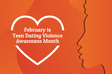 Concept of Teen Dating Violence Awareness Month, February. Silhouette of young african american girl. Template for background, banner, card, poster with text inscription. Vector illustration.