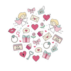 Valentine's day stylish vector illustration design for postcards and posters