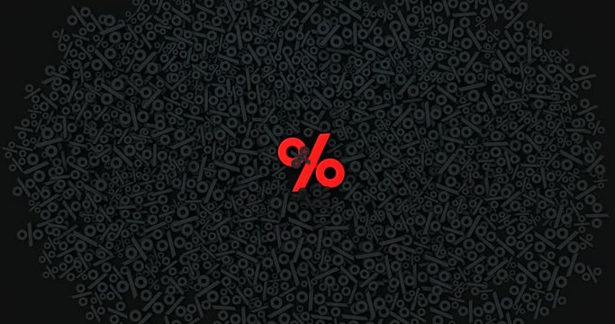 Animated seasonal sales background with percent discount pattern. Business illustration. 3D rendering