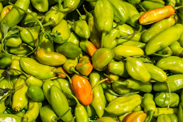 Spicy green ajies. Vegetable food to season.